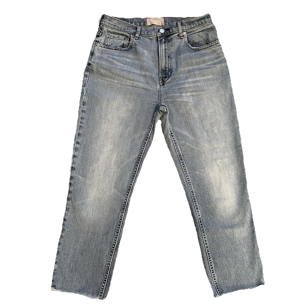 Everlane Women's 29 Cheeky Crop Jeans Light Wash‎ Blue Stretch Denim Raw Hem